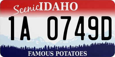 ID license plate 1A0749D
