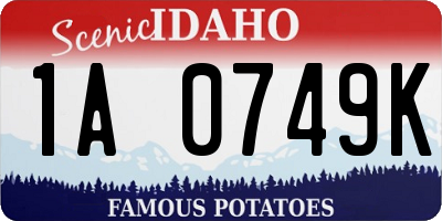 ID license plate 1A0749K
