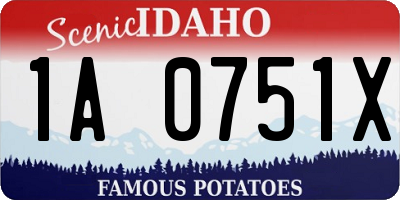 ID license plate 1A0751X