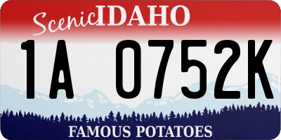 ID license plate 1A0752K
