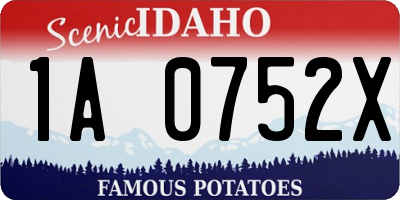 ID license plate 1A0752X