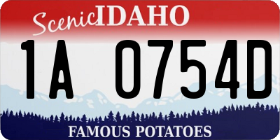 ID license plate 1A0754D