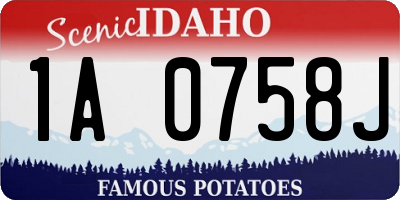 ID license plate 1A0758J