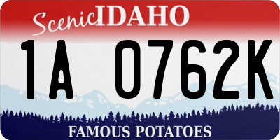 ID license plate 1A0762K