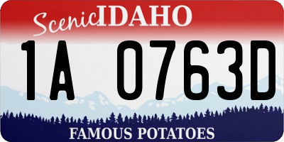 ID license plate 1A0763D