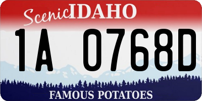 ID license plate 1A0768D