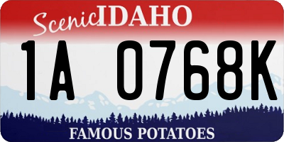 ID license plate 1A0768K