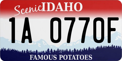 ID license plate 1A0770F