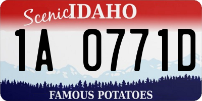 ID license plate 1A0771D