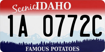 ID license plate 1A0772C