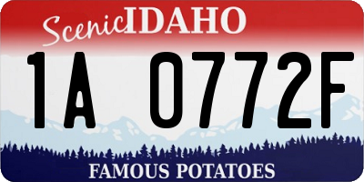 ID license plate 1A0772F
