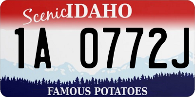 ID license plate 1A0772J