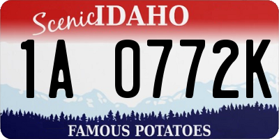 ID license plate 1A0772K