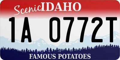 ID license plate 1A0772T