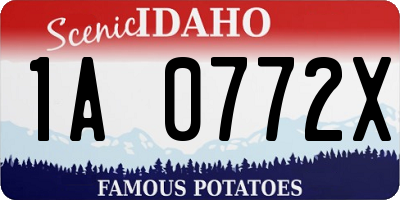 ID license plate 1A0772X