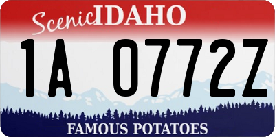 ID license plate 1A0772Z