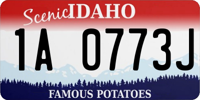 ID license plate 1A0773J