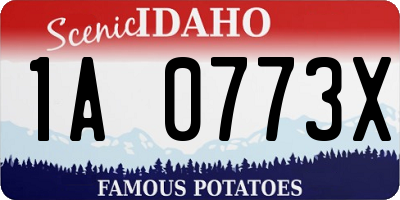 ID license plate 1A0773X