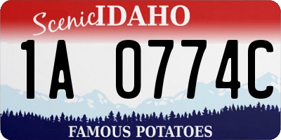 ID license plate 1A0774C
