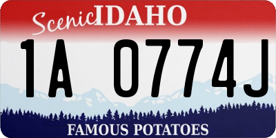ID license plate 1A0774J
