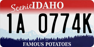 ID license plate 1A0774K