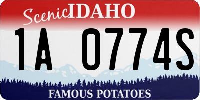 ID license plate 1A0774S