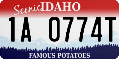 ID license plate 1A0774T