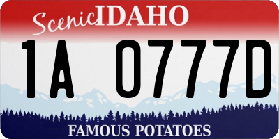 ID license plate 1A0777D