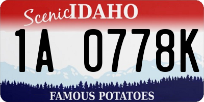 ID license plate 1A0778K