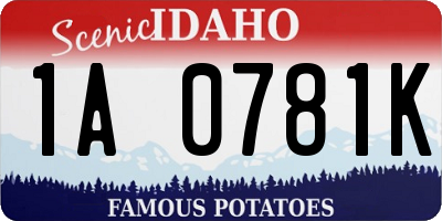 ID license plate 1A0781K