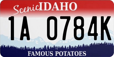 ID license plate 1A0784K
