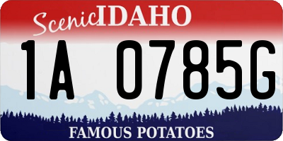 ID license plate 1A0785G