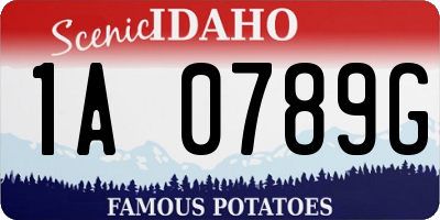 ID license plate 1A0789G