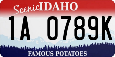 ID license plate 1A0789K
