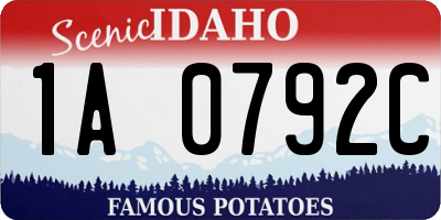 ID license plate 1A0792C