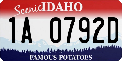 ID license plate 1A0792D