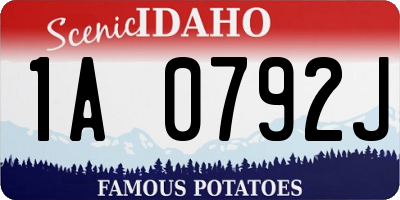 ID license plate 1A0792J