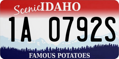 ID license plate 1A0792S
