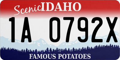 ID license plate 1A0792X