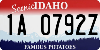 ID license plate 1A0792Z