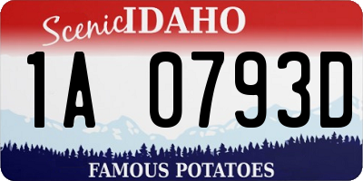 ID license plate 1A0793D