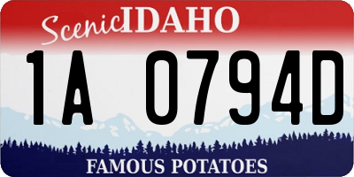 ID license plate 1A0794D