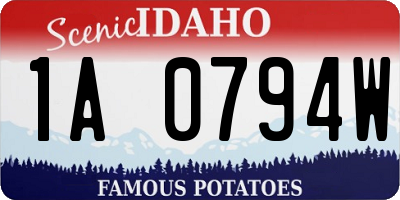 ID license plate 1A0794W