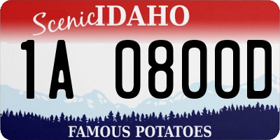 ID license plate 1A0800D
