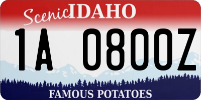 ID license plate 1A0800Z