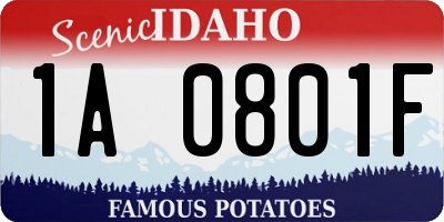 ID license plate 1A0801F