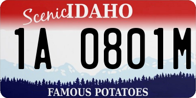 ID license plate 1A0801M