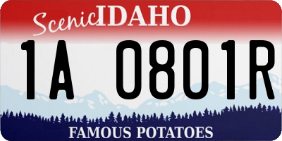 ID license plate 1A0801R