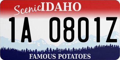 ID license plate 1A0801Z