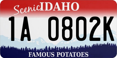 ID license plate 1A0802K